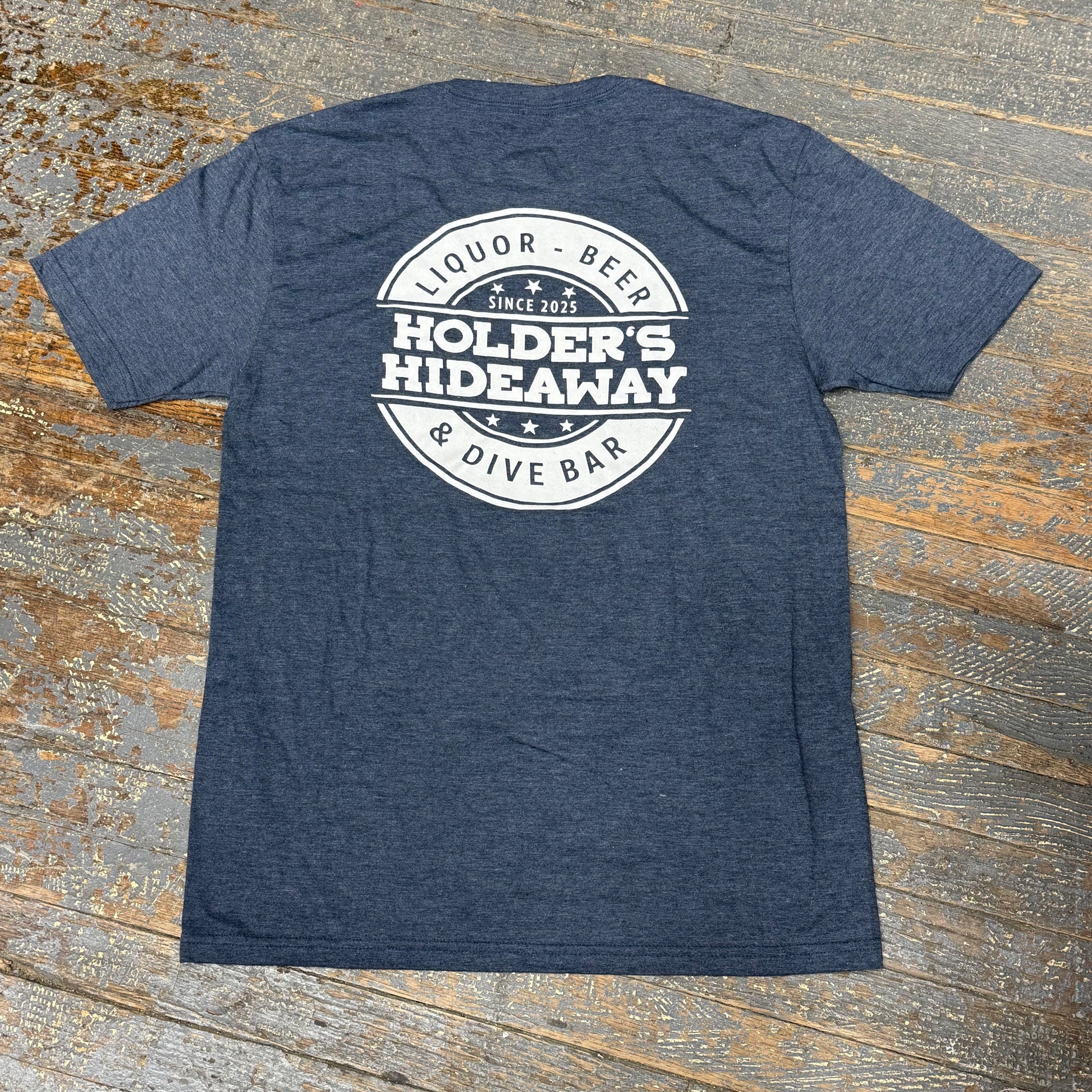 Holders Hideaway Logo Navy Short Sleeve T-Shirt Graphic Designer Tee
