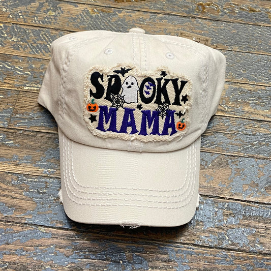 Spooky Mama Patch Rugged Khaki Embroidered Ball Cap