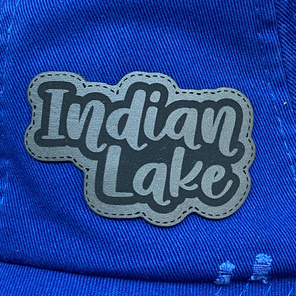 Indian Lake Patch Blue Rugged Ball Cap Hat Grey