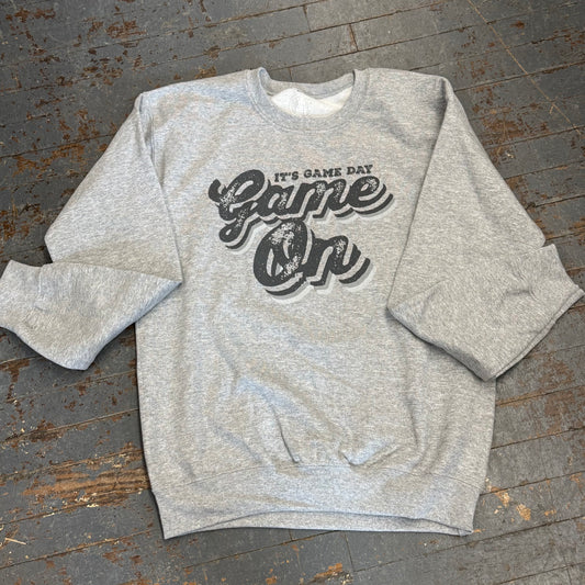 Game Day Game On Grey Graphic Designer Long Sleeve Crew Neck Sweatshirt