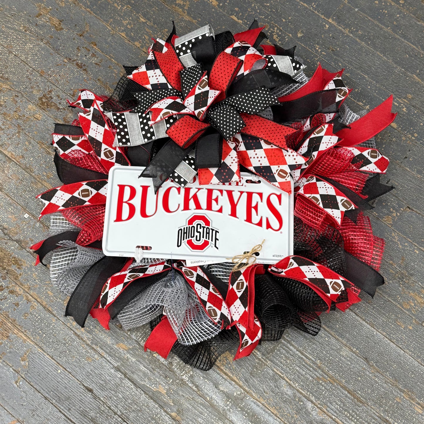 Ohio State Football OSU Buckeye Seasonal Holiday Wreath Door Hanger