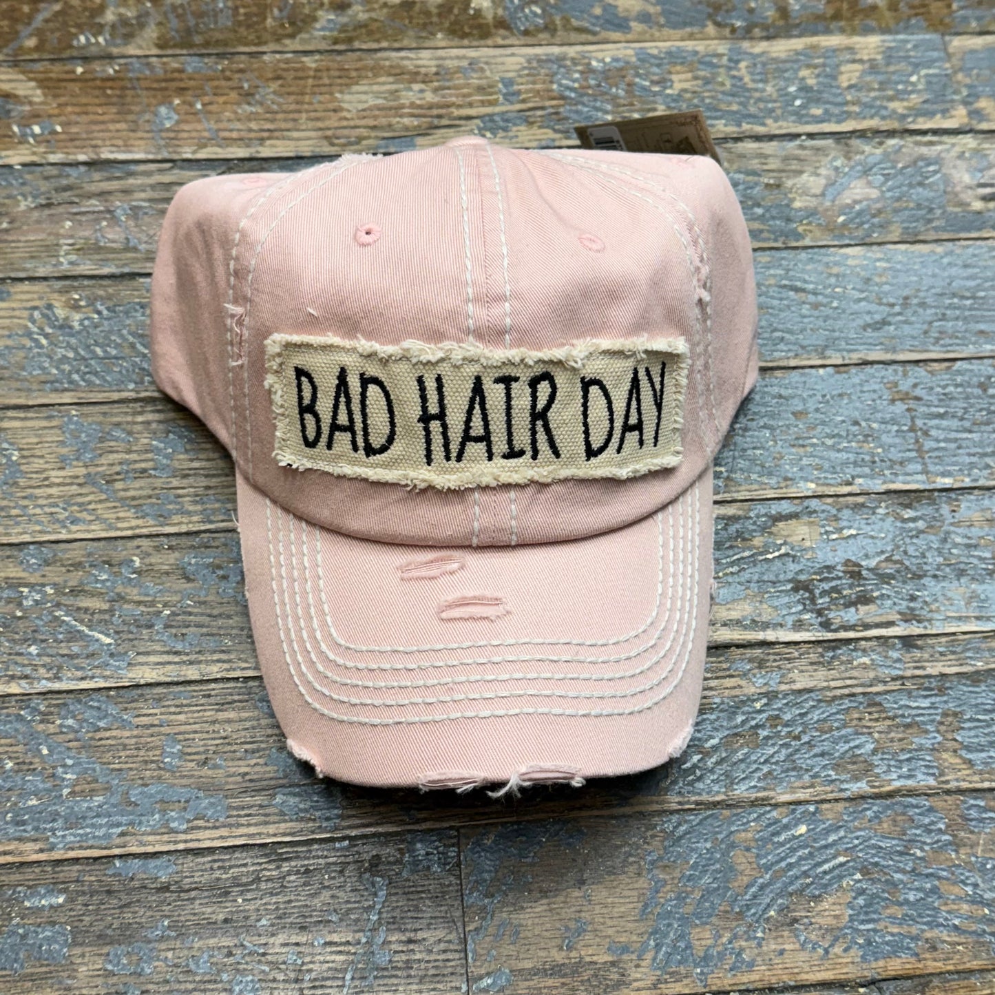 Bad Hair Day Patch Rugged Powder Pink Embroidered Ball Cap