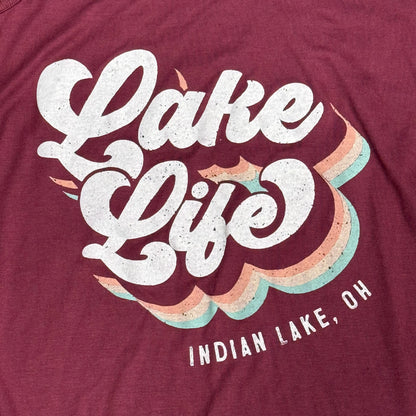 Lake Life Indian Lake OH Maroon Graphic Designer Ladies Tank