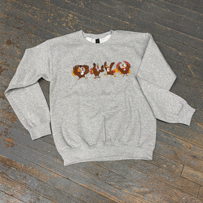 OHIO Turkey Heather Grey Graphic Designer Long Sleeve Crew Neck Sweatshirt