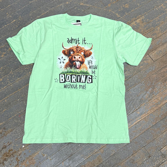 Life Boring Cow Graphic Designer Short Sleeve T-Shirt