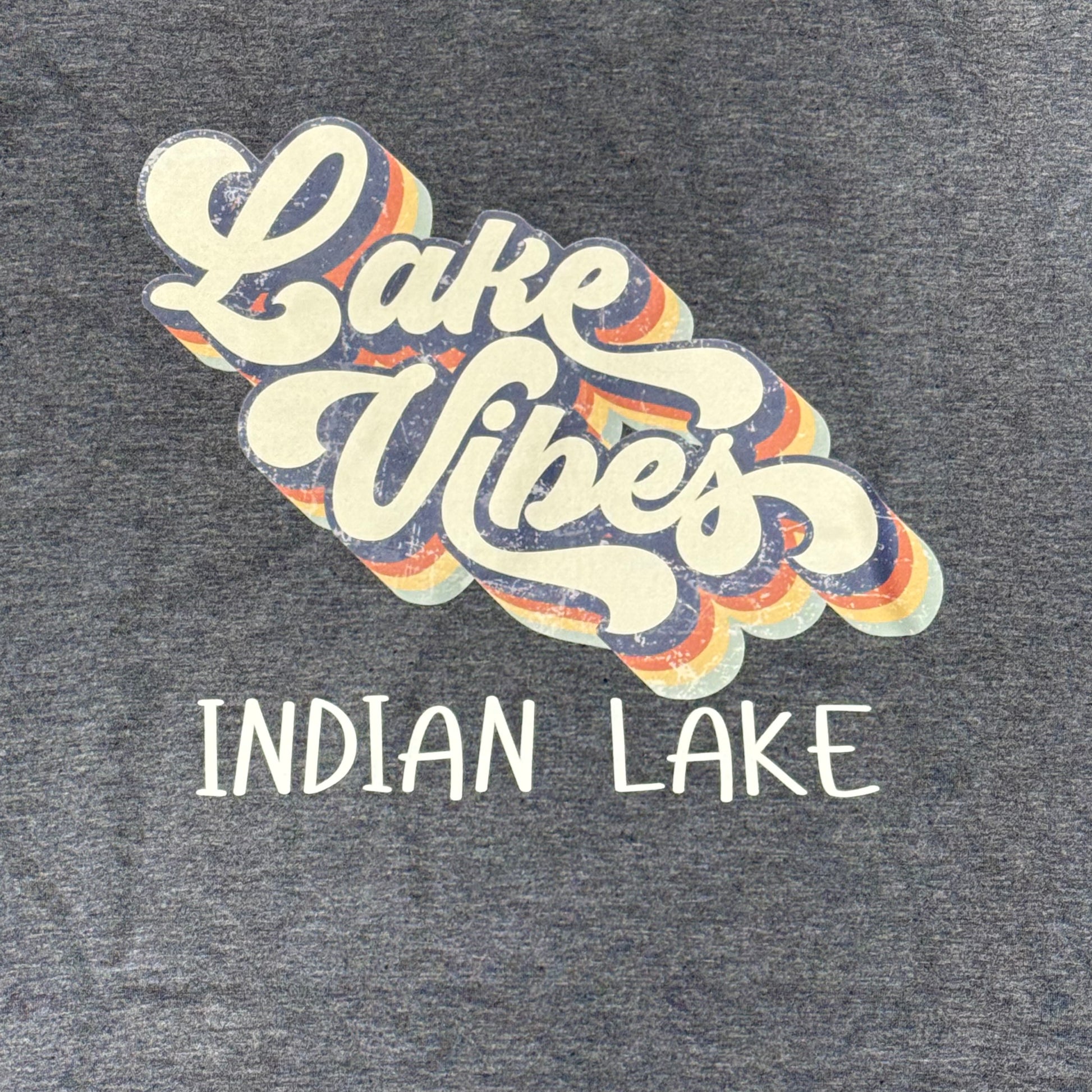 Lake Vibes Indian Lake Graphic Designer Short Sleeve T-Shirt