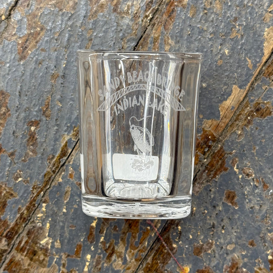 Square Shot Glass Shooter Sandy Beach Bridge Fish