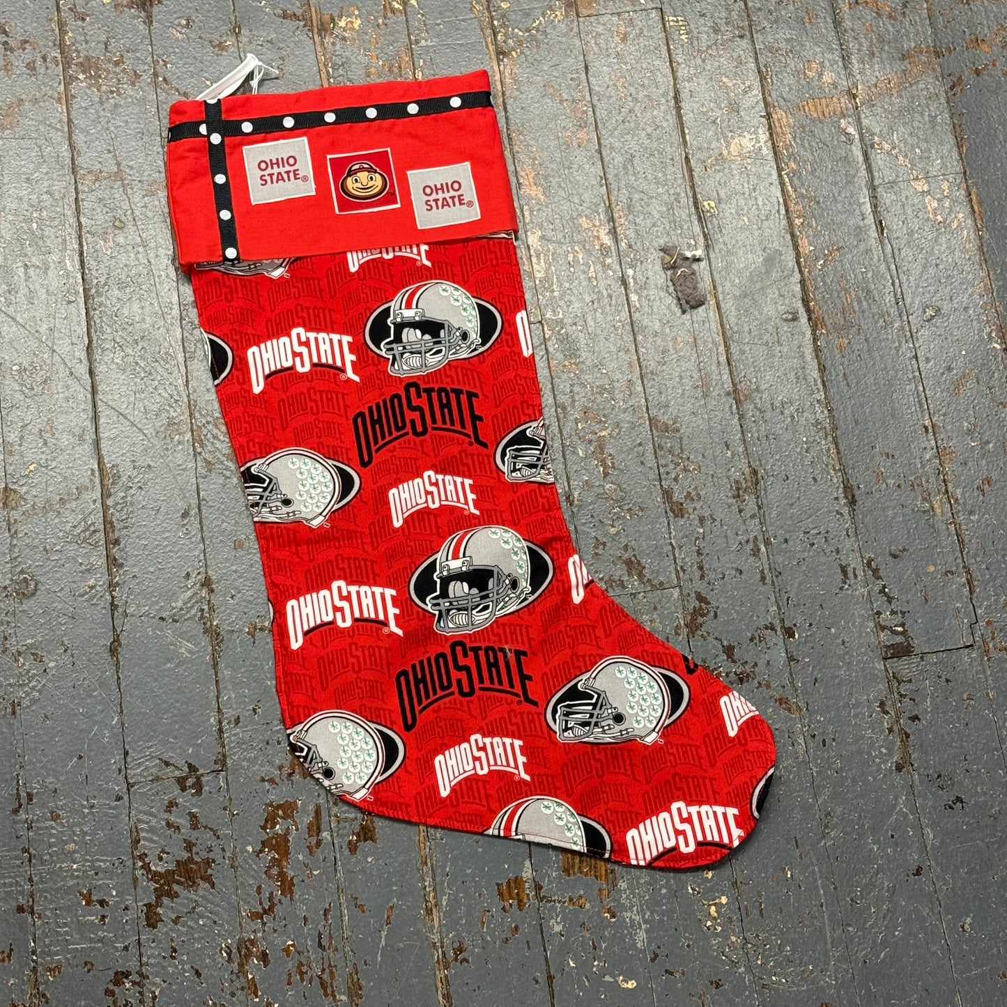 Handcrafted Holiday Stocking Ohio State Buckeyes Brutus Football