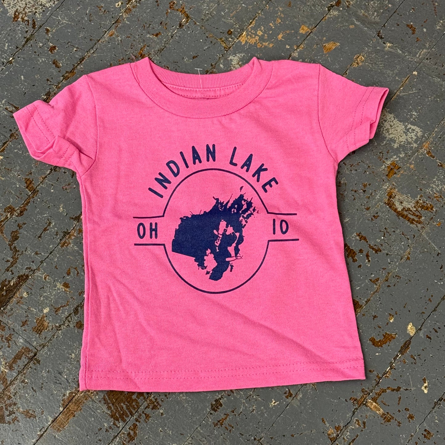 Indian Lake Ohio Graphic Designer Short Sleeve Toddler Child T-Shirt Pink