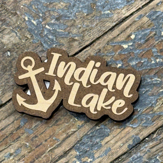 Indian Lake Anchor Wood Engraved Fridge Freezer Refrigerator Magnet