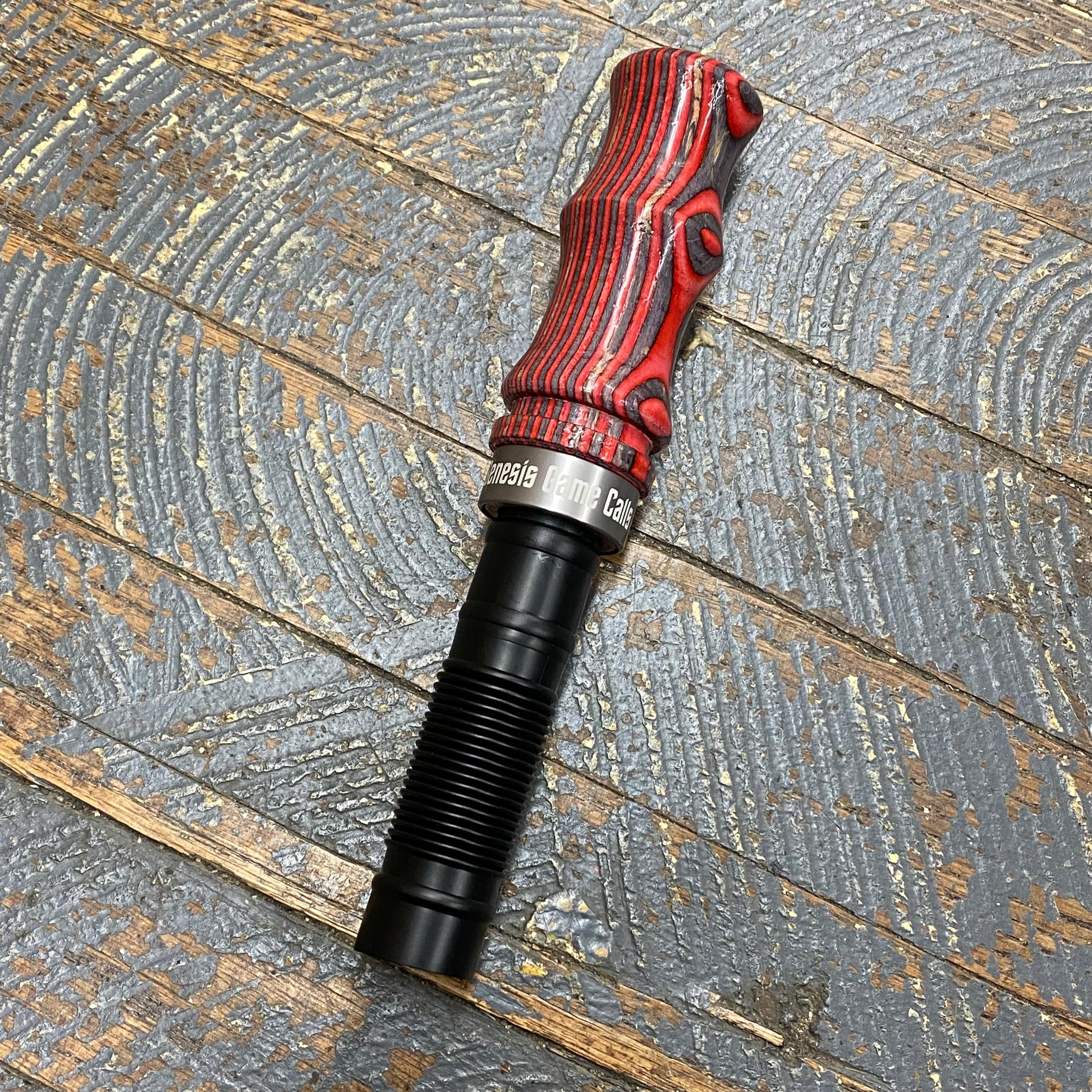 Genesis Game Calls Deer Grunt Call #16 Red Grey Laminated Silver Metal Ring