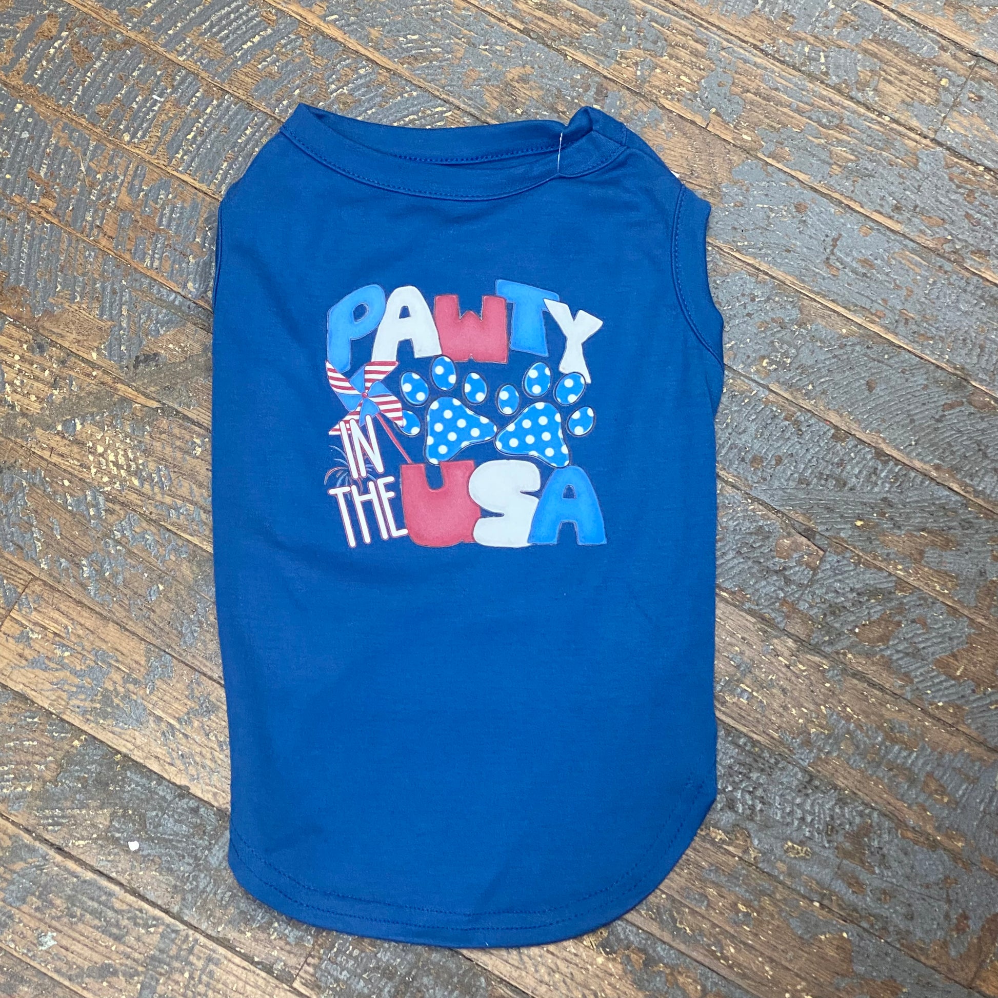 Pawty in the USA Navy Blue Dog Pet T-Shirt Doggie Skins Tank Apparel