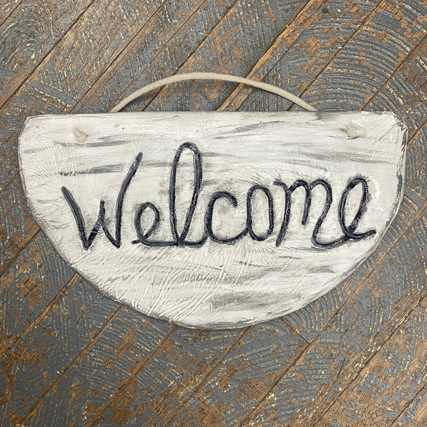 Welcome Half Circle Concrete Garden Yard Art Stepping Stone Sign