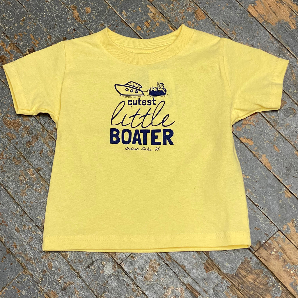 Cutest Little Boater Indian Lake Oh Graphic Designer Short Sleeve Toddler Child T-Shirt Yellow