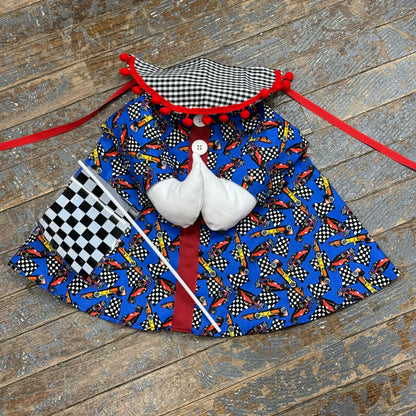 Goose Clothes Complete Holiday Goose Outfit Nascar Racing Checkered Flag Driver Helmet and Hat Costume