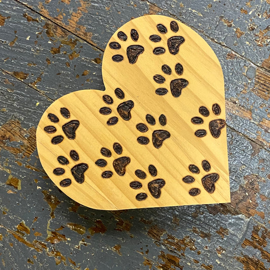 Hand Engraved Wood Heart Dog Cat Pet Paw Mini Multiple