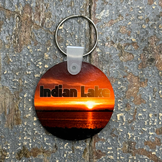 Key Chain Round Indian Lake Sunset