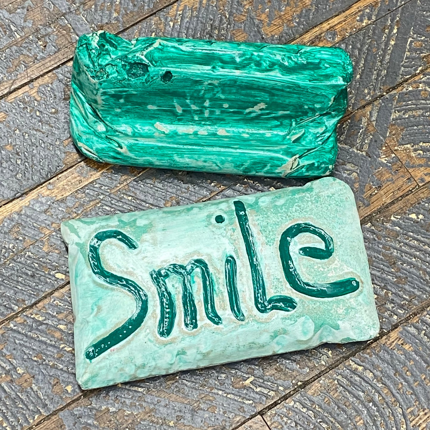 Smile Green Small Concrete Garden Yard Art Stepping Stone