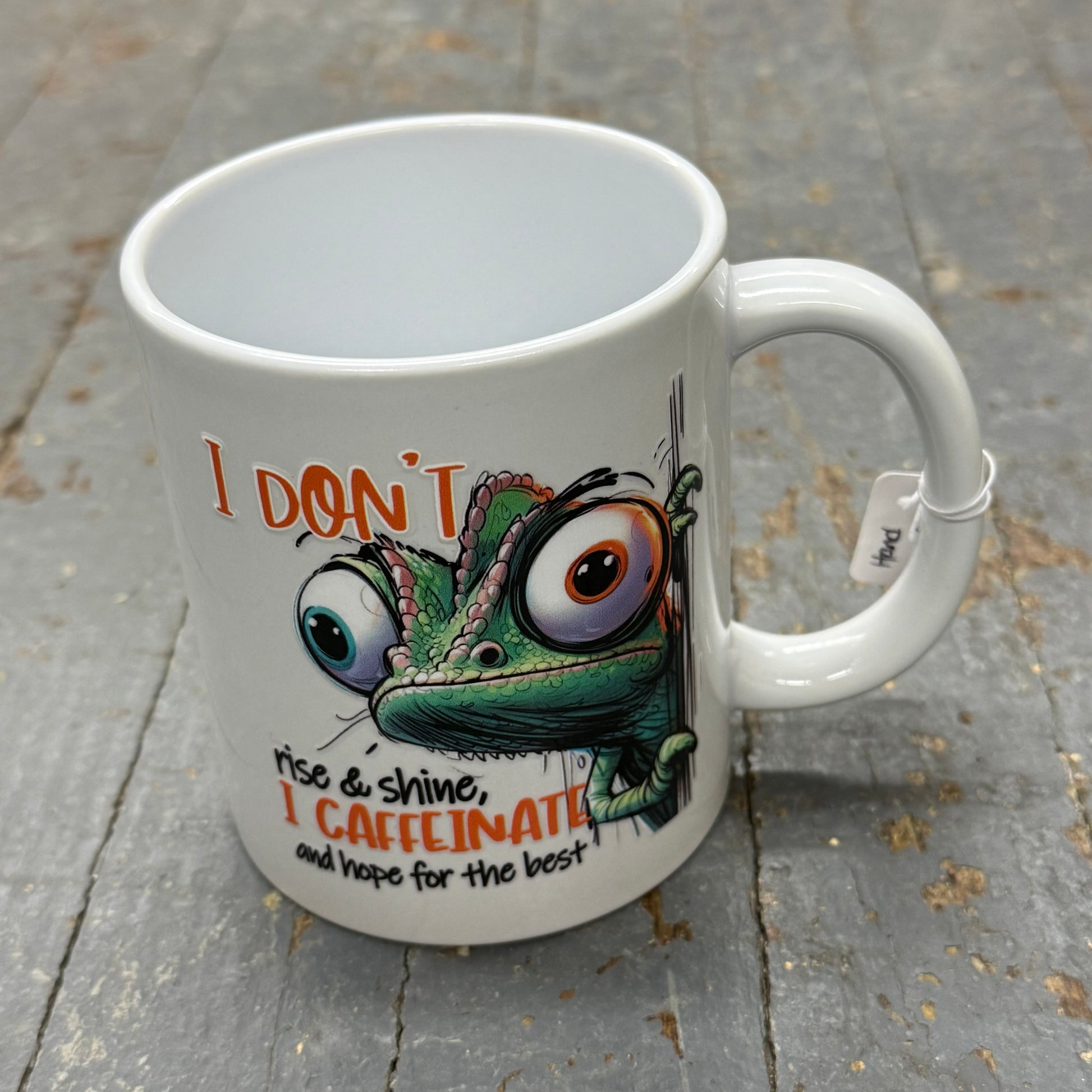 No Rise Shine Caffeinate 12oz Beverage Drink Coffee Mug White