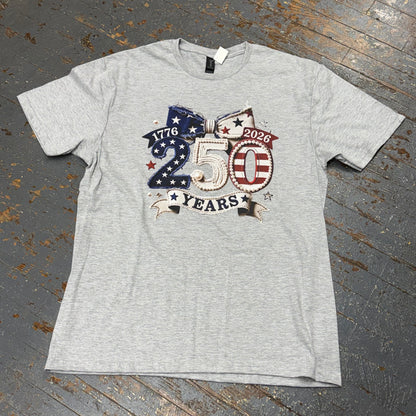 America 250 Years 1776 2026 Grey Graphic Designer Short Sleeve T-Shirt