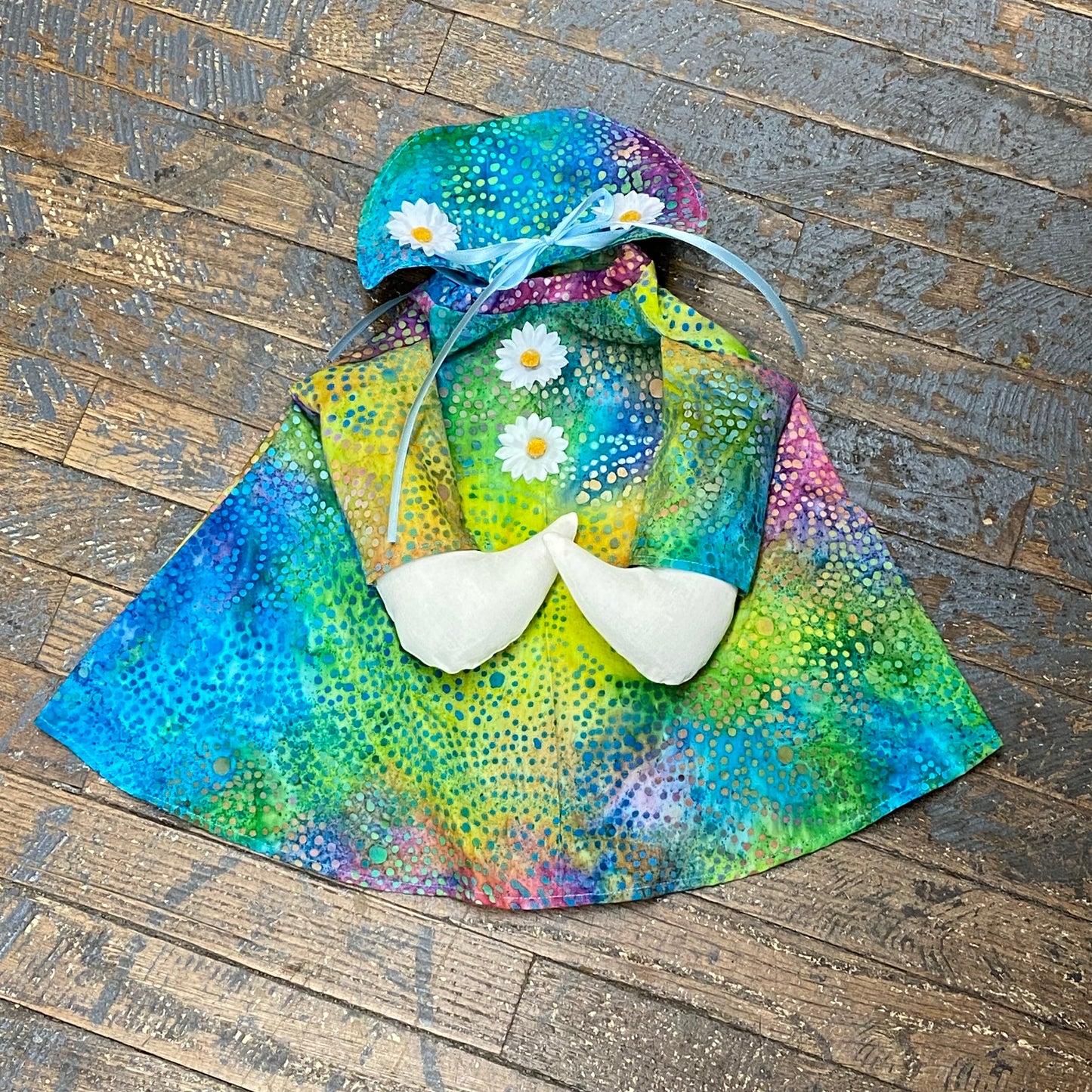 Goose Clothes Complete Holiday Goose Outfit Hippie Flower Tie Dye Dress and Hat Costume