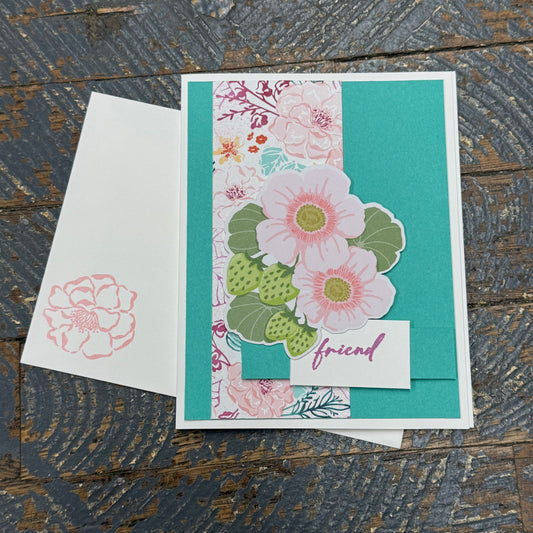 Friend Floral Handmade Stampin Up Greeting Card with Envelope