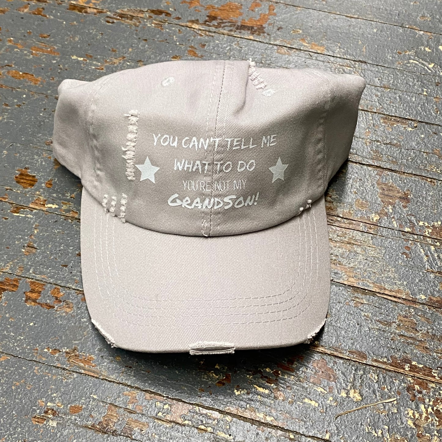 Tell Me What To Do Grandson Painted Grey Ball Cap