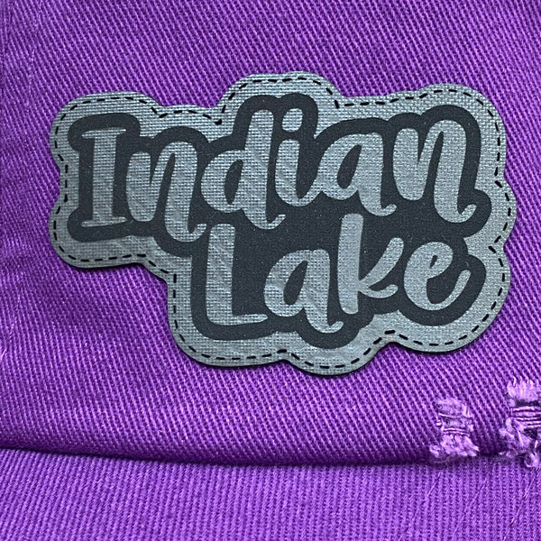 Indian Lake Patch Purple Rugged Ball Cap Hat Grey