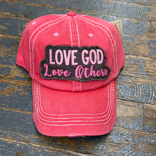 Love God Love Others Rugged Coral Pink Embroidered Ball Cap