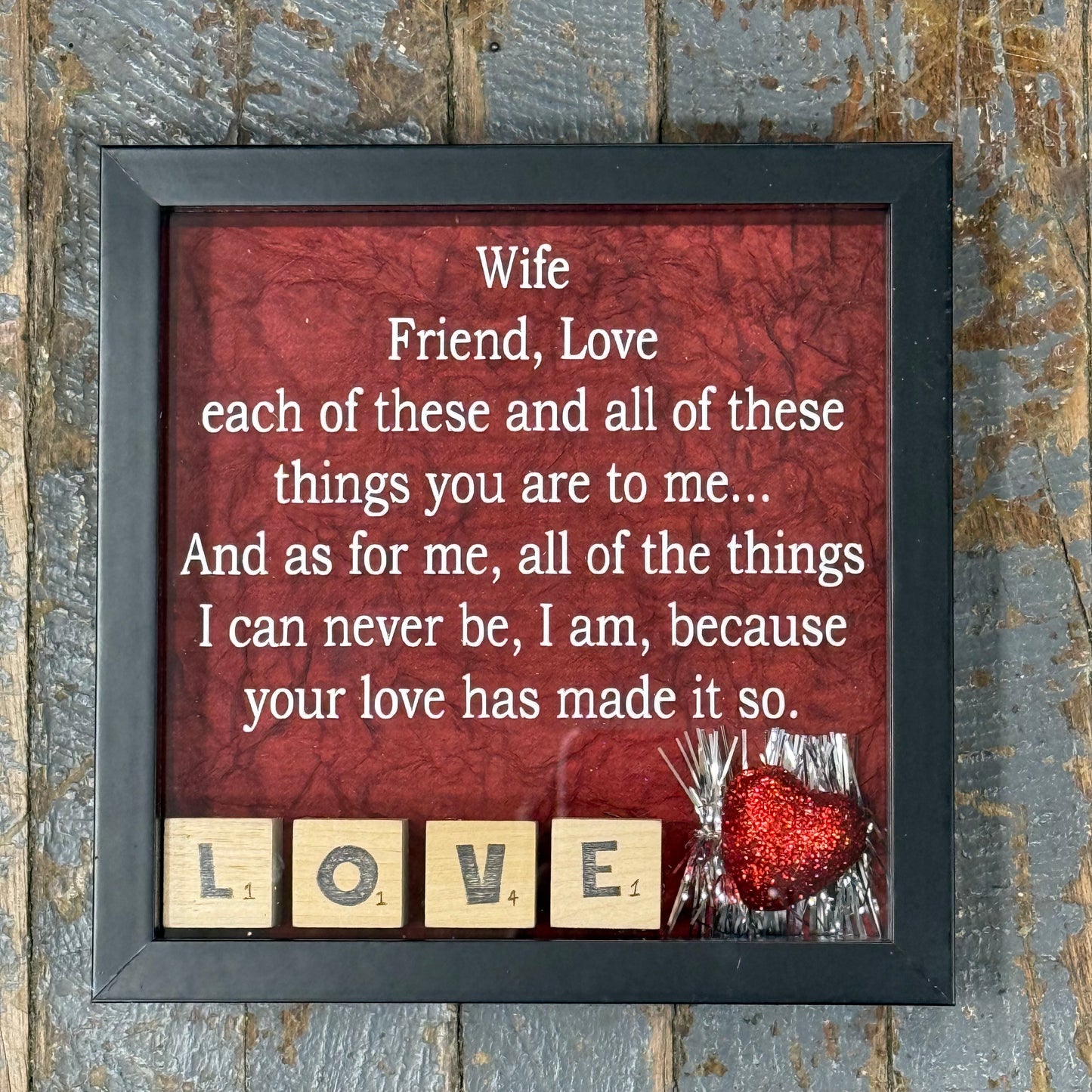 Shadow Box Sign Wife Friend LOVE