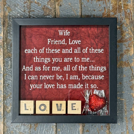 Shadow Box Sign Wife Friend LOVE