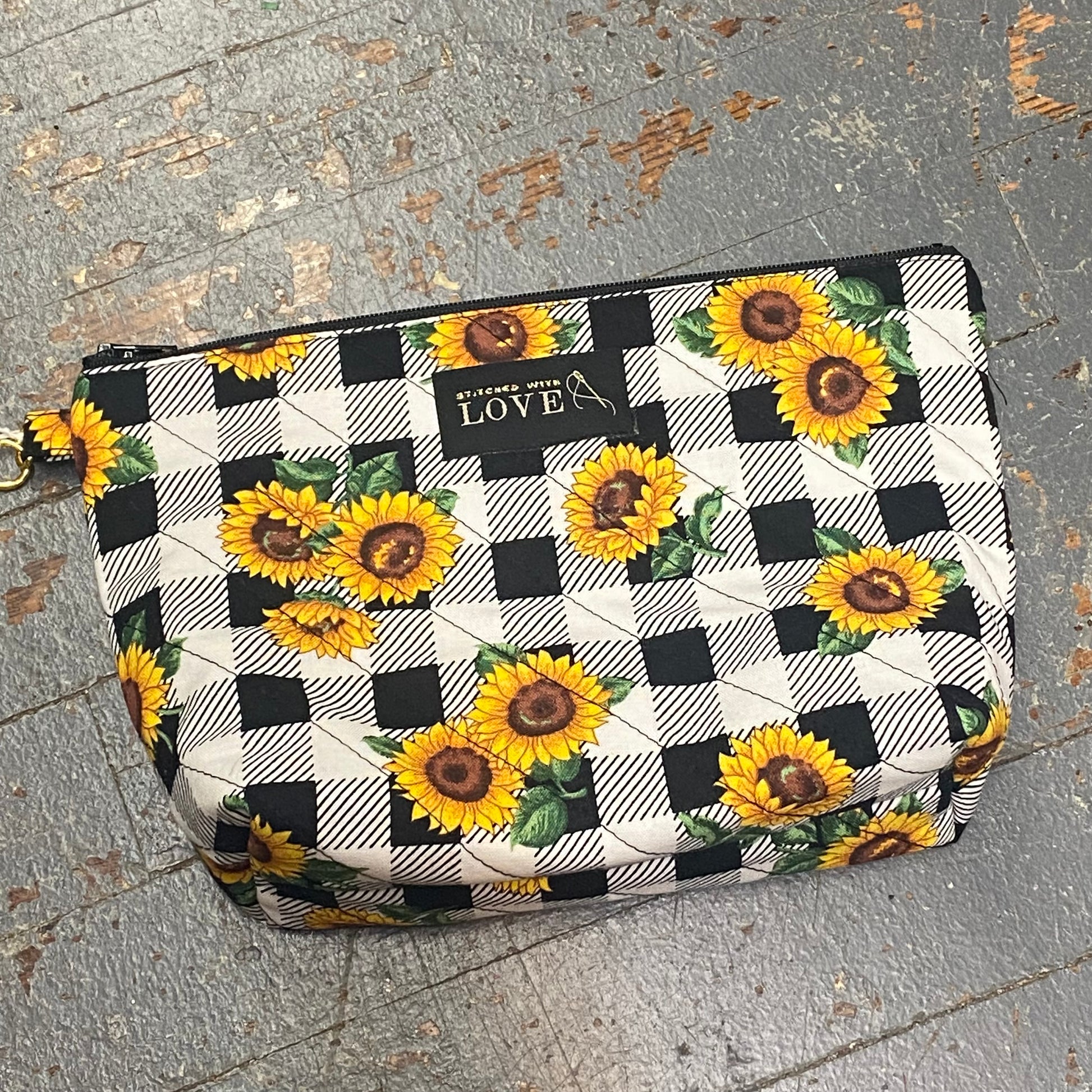 Fabric Cloth Zipper Pouch Cosmetic Bag Coin Purse Wristlet Sunflower