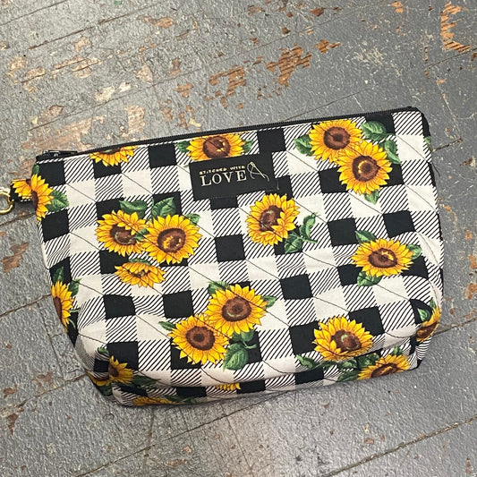 Fabric Cloth Zipper Pouch Cosmetic Bag Coin Purse Wristlet Sunflower