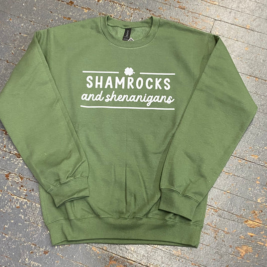 Shamrocks Shenanigans Crew Neck Moss Green Graphic Designer Sweatshirt
