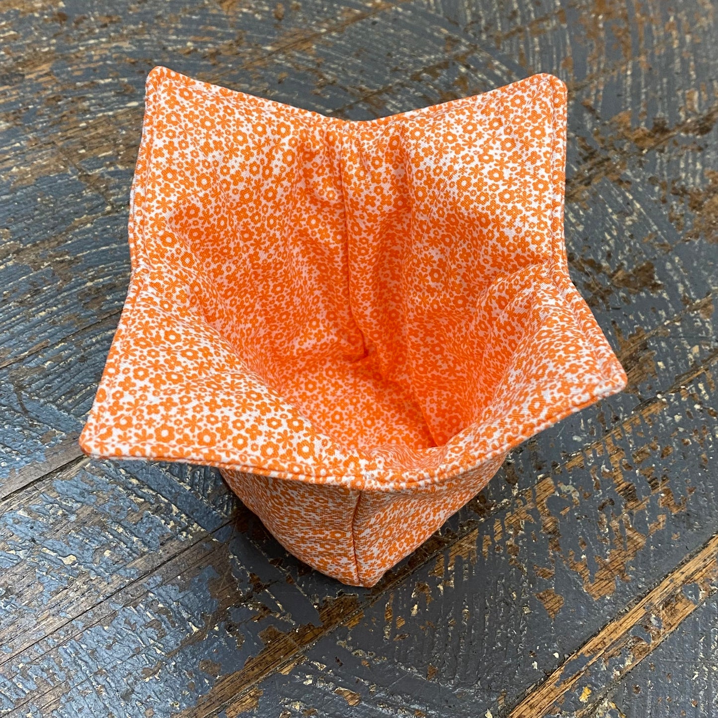 Handmade Fabric Cloth Ice Cream Bowl Coozie Cold Pad Holder Orange