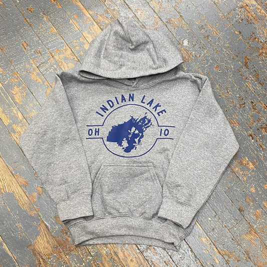 Indian Lake Ohio Graphic Designer Long Sleeve Child Youth Hoody Sweatshirt Grey