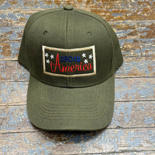 250th America Embroidered Patch Dad Ball Cap Moss Green