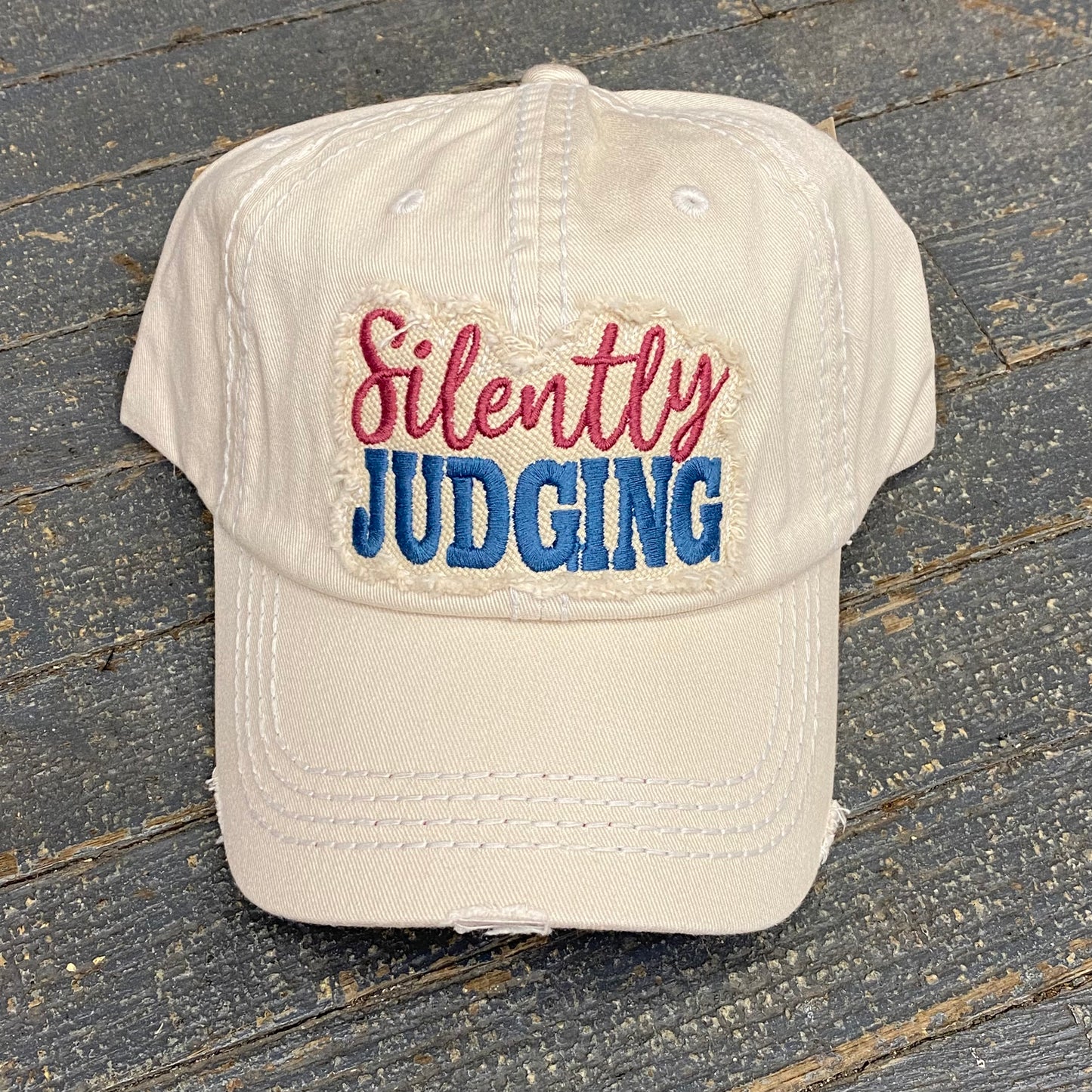 Silently Judging Patch Rugged Khaki Tan Embroidered Ball Cap