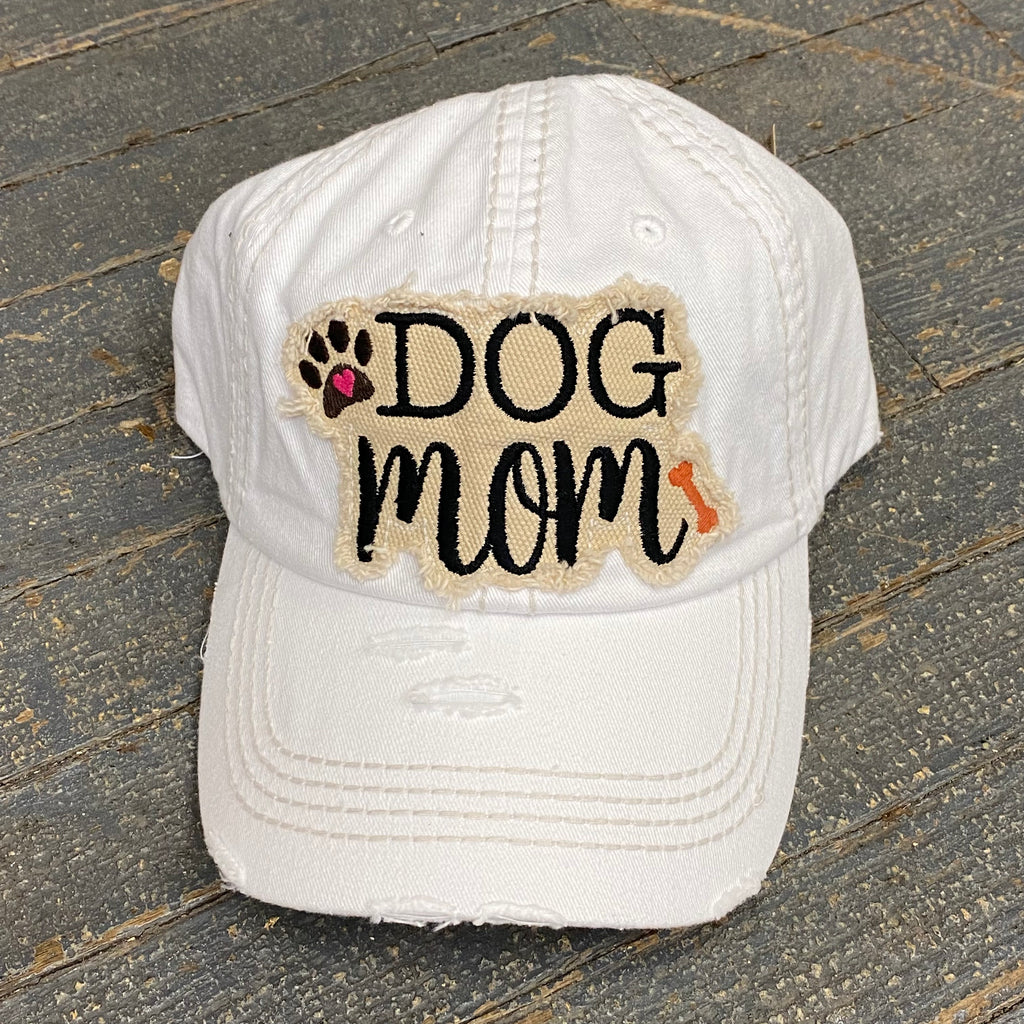 Dog Mom Hat White Embroidered Ball Cap