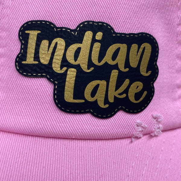 Indian Lake Patch Pink Rugged Ball Cap Hat Bronze