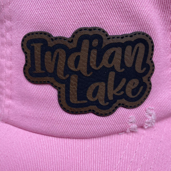 Indian Lake Patch Pink Rugged Ball Cap Hat Brown