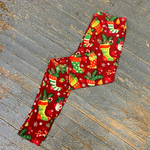 Red Stocking Christmas Snowflake Leggings Printed