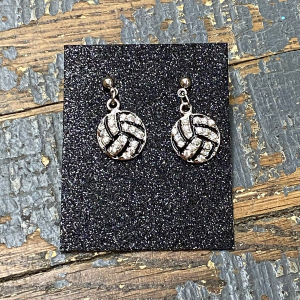 Volleyball Custom Stamped Dangle Diamond Cut Earrings