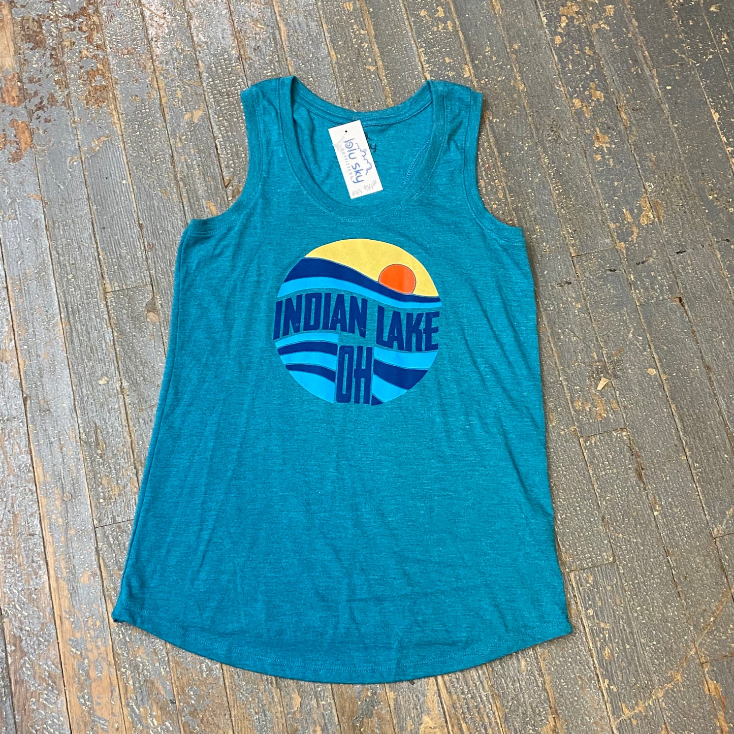 Sunrise Indian Lake OH Turquoise Graphic Designer Ladies Tank