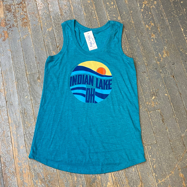 Sunrise Indian Lake OH Turquoise Graphic Designer Ladies Tank