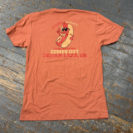Holders Hideaway Party Weiner Rust Orange Short Sleeve T-Shirt Graphic Designer Tee Back