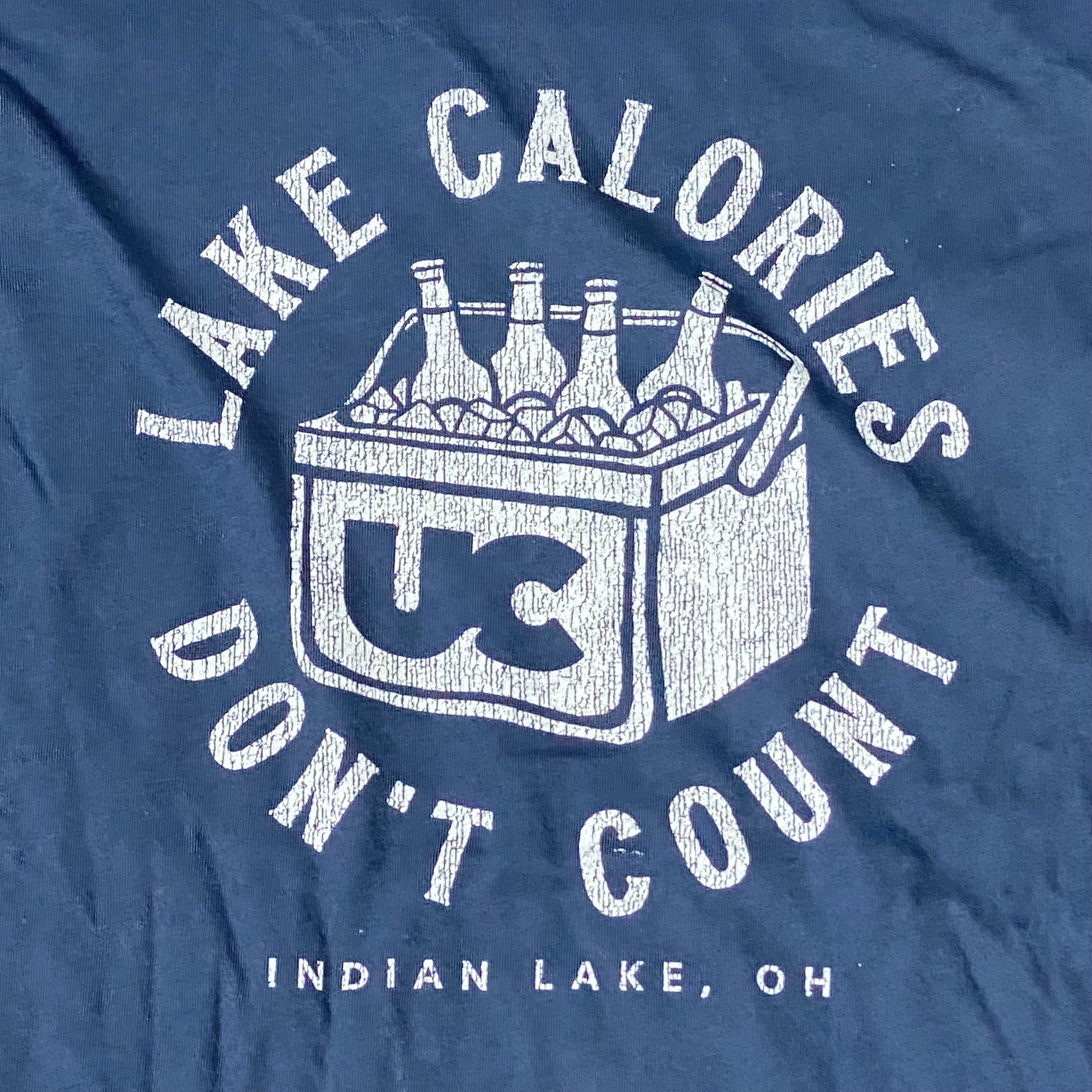 Lake Calories Indian Lake OH Navy Blue Graphic Designer Short Sleeve T-Shirt