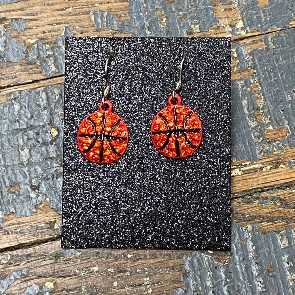 Basketball Custom Stamped Dangle Diamond Cut Earrings
