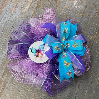 Butterfly Purple Blue Holiday Wreath Door Hanger