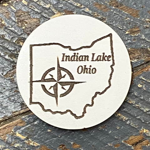 Indian Lake Ohio Compass Wood Engraved Magnet